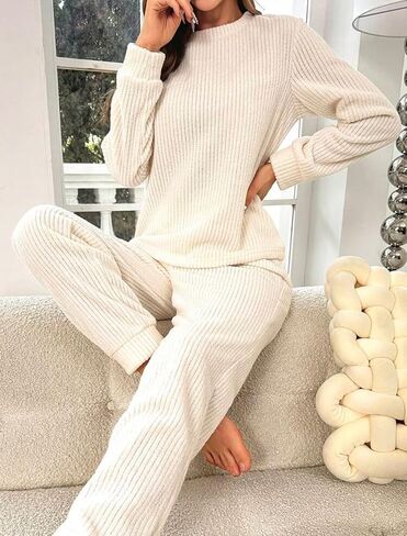 مجموعة صالة متماسكة للسيدات- الأكمام الطويلة والبنطلون بيجاماس- 2 PCS Loungewear- Lounge PJ للنساء in Saudi Arabia