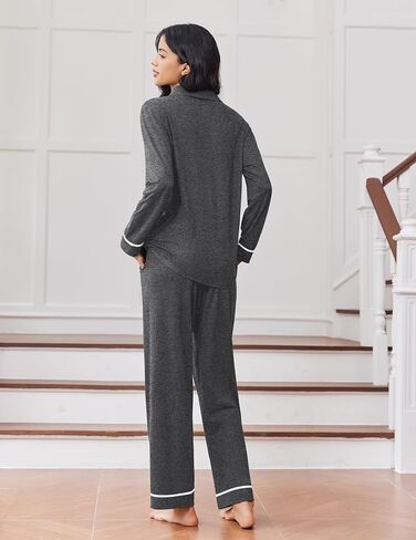 Ekouaer Womens Pajama Sets Long Sleeve Sleepwear Soft Button Down Pjs 2 Piece Loungewear witn Pants S-XXL in Saudi Arabia