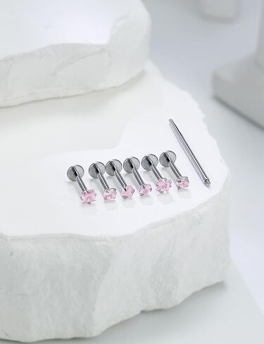 16G F136 Titanium Lip Rings CZ Labret Jewelry Internally Threaded Monroe Lip Ring Medusa Snake Bite Piercing Jewelry Conch Tragus Forward Helix Cartilage Earring Studs Piercing Jewelry in Kuwait