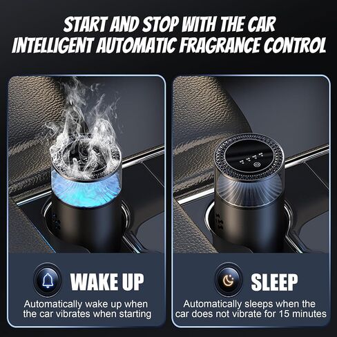 Smart Car Air Freshener, Car Air Freshener Diffuser, Rechargeable Car Aroma Diffuser, 3 Levels of Adjustable Intelligent Car Diffuser Men's Fragrance with 3 Bottles of Cologne in Saudi Arabia