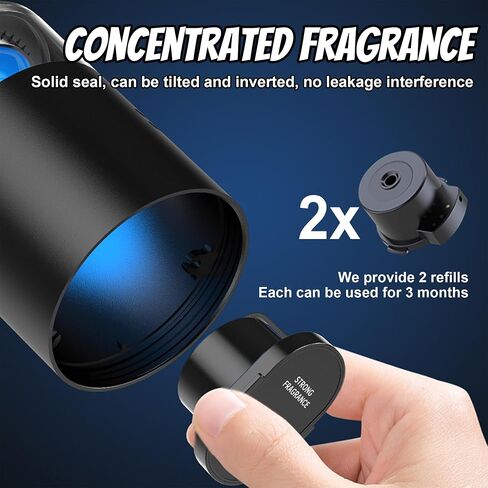 Smart Car Air Freshener, Car Air Freshener Diffuser, Rechargeable Car Aroma Diffuser, 3 Levels of Adjustable Intelligent Car Diffuser Men's Fragrance with 3 Bottles of Cologne in Saudi Arabia