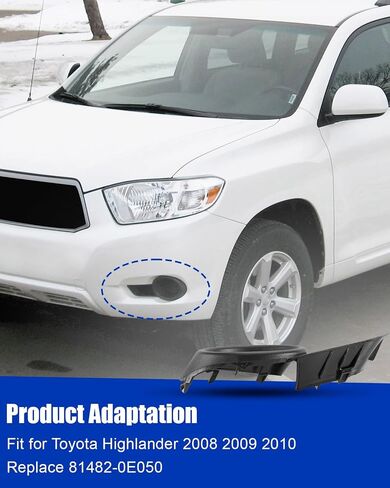 Fog Light Cover Fit for Toyota Highlander 2008 2009 2010 Front Left Driver Side Fog Lamp Bezel Replace 81482-0E050, Left Fogs Lamp Cover Without Light Hole in Saudi Arabia