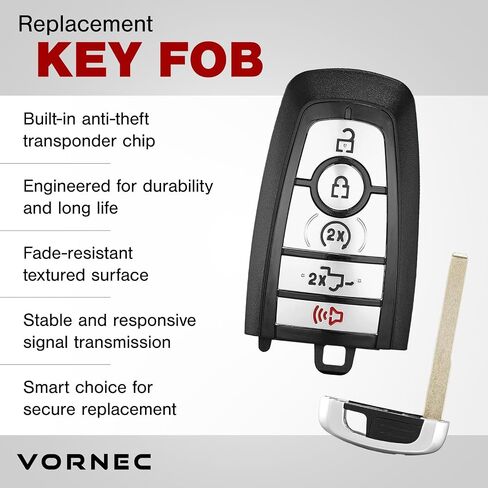 Smart Remote Key Fob Replacement for Ford F-150/Raptor/F-250/F-350/F-450/F-550 (2017–2023), F-650/F-750 (2023) – FCC ID M3N-A2C93142600, P/N 164-R8166, 5 Buttons – Remote Start, Tailgate, Panic in Saudi Arabia