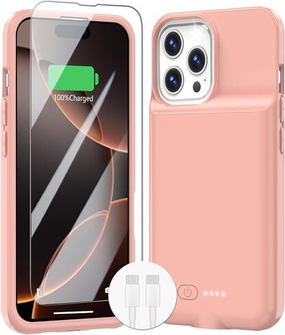 حافظة بطارية لهاتف iPhone 16 (6.1 بوصة)، حافظة شحن سريعة 8500 مللي أمبير في الساعة، خفيفة الوزن للغاية، قوية 15 وات، صندوق عصير TPU مضاد للسقوط قابل لإعادة الشحن لهاتف iPhone 16، علبة شحن (6.1 بوصة) أزرق in Kuwait