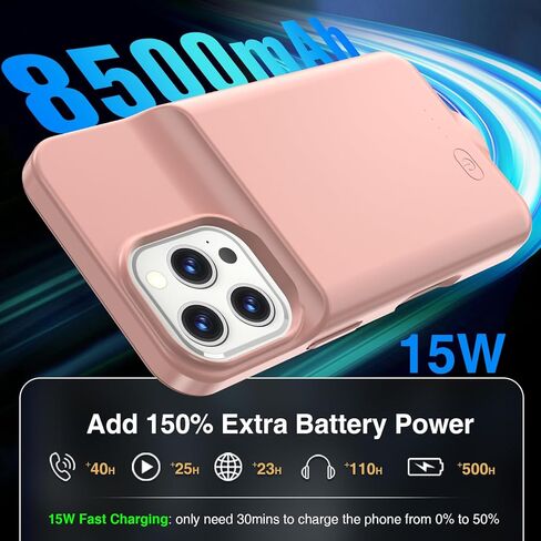 حافظة بطارية لهاتف iPhone 16 (6.1 بوصة)، حافظة شحن سريعة 8500 مللي أمبير في الساعة، خفيفة الوزن للغاية، قوية 15 وات، صندوق عصير TPU مضاد للسقوط قابل لإعادة الشحن لهاتف iPhone 16، علبة شحن (6.1 بوصة) أزرق in Kuwait