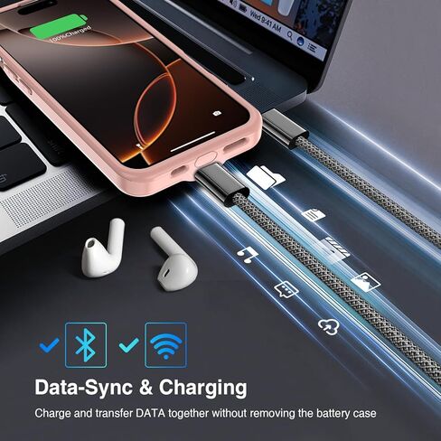 حافظة بطارية لهاتف iPhone 16 (6.1 بوصة)، حافظة شحن سريعة 8500 مللي أمبير في الساعة، خفيفة الوزن للغاية، قوية 15 وات، صندوق عصير TPU مضاد للسقوط قابل لإعادة الشحن لهاتف iPhone 16، علبة شحن (6.1 بوصة) أزرق in Kuwait