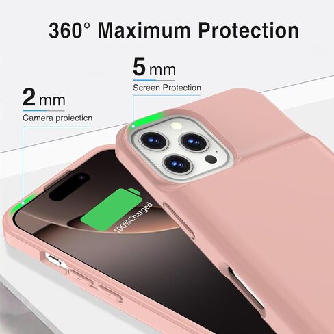 حافظة بطارية لهاتف iPhone 16 (6.1 بوصة)، حافظة شحن سريعة 8500 مللي أمبير في الساعة، خفيفة الوزن للغاية، قوية 15 وات، صندوق عصير TPU مضاد للسقوط قابل لإعادة الشحن لهاتف iPhone 16، علبة شحن (6.1 بوصة) أزرق in Kuwait