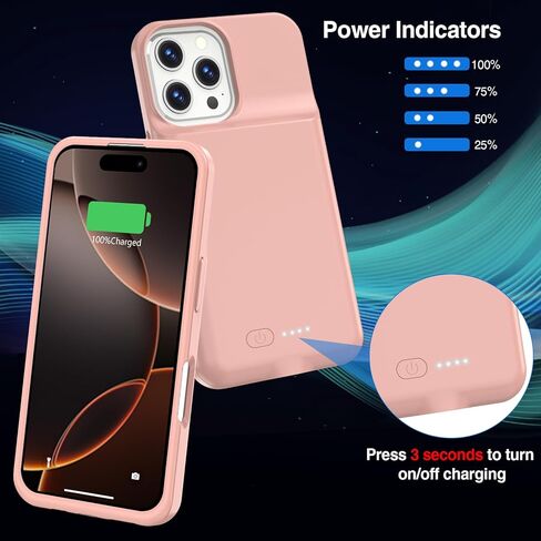 حافظة بطارية لهاتف iPhone 16 (6.1 بوصة)، حافظة شحن سريعة 8500 مللي أمبير في الساعة، خفيفة الوزن للغاية، قوية 15 وات، صندوق عصير TPU مضاد للسقوط قابل لإعادة الشحن لهاتف iPhone 16، علبة شحن (6.1 بوصة) أزرق in Kuwait