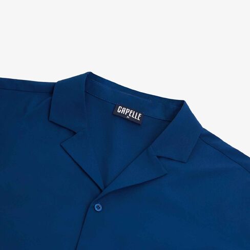 Capelle Miami Men's Short Sleeve Tailored Fit Button-Down Shirt - Blue Sapphire in Saudi Arabia