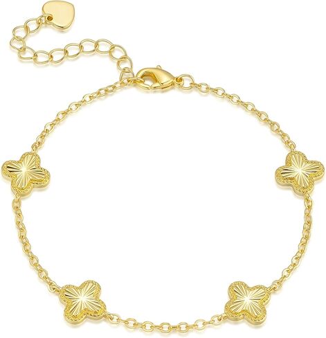 Gold Bracelets for Women 14K Gold Bracelets for Women Clover Bracelet for Womens with Adjustable Chain Lucky Dainty Four Leaf Clover Bracelet for Womens in Saudi Arabia