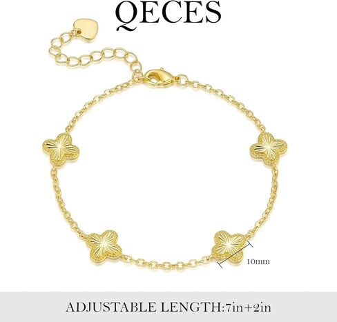 Gold Bracelets for Women 14K Gold Bracelets for Women Clover Bracelet for Womens with Adjustable Chain Lucky Dainty Four Leaf Clover Bracelet for Womens in Saudi Arabia