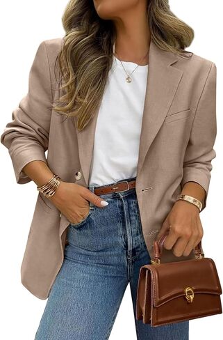 Womens Casual Work Office Blazer Jacket Long Sleeve Lightweight Open Front Two Button Suit Blazer with Pockets in Saudi Arabia