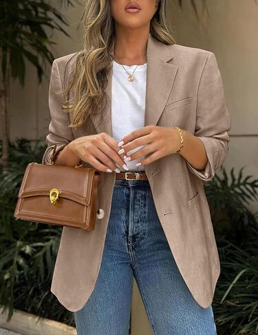 Womens Casual Work Office Blazer Jacket Long Sleeve Lightweight Open Front Two Button Suit Blazer with Pockets in Saudi Arabia