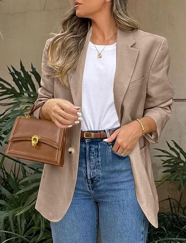 Womens Casual Work Office Blazer Jacket Long Sleeve Lightweight Open Front Two Button Suit Blazer with Pockets in Saudi Arabia