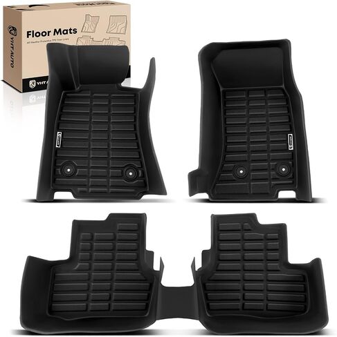 Yhtauto Automotive All Heater Floor Hats متوافقة مع Cadillac ATS 2013-2014 ، حصيرة السيارات مخصصة لبطانات الأرضية الأمامية والخلفية ، الأسود ، مجموعة من 3 in Kuwait