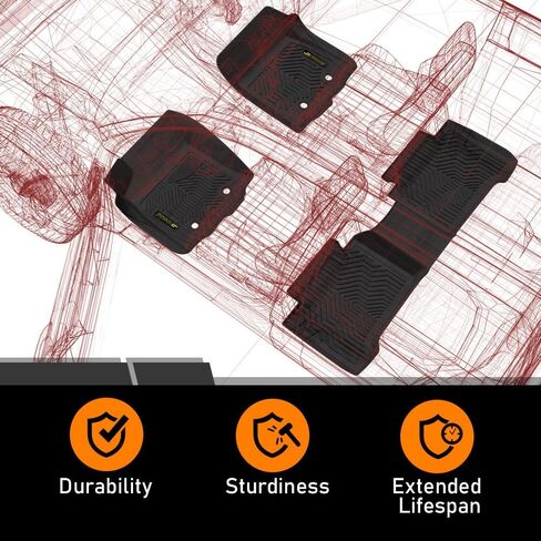 G-PLUS Floor Mats Compatible with Infiniti QX60 2014 2015 2016 2017 2018 2019 2020 All Weather Full Cover Protection TPE Floor Cargo Liners 1st & 2nd & 3rd Row 4PCS Black in Kuwait