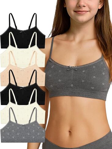 Livona 6 Pack Seamless Girls Bralette - Soft Ribbed & Jacquard Design ، No Padding - الراحة والأناقة دون عناء! in Kuwait