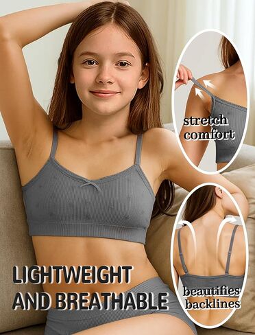 Livona 6 Pack Seamless Girls Bralette - Soft Ribbed & Jacquard Design ، No Padding - الراحة والأناقة دون عناء! in Kuwait