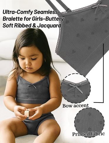 Livona 6 Pack Seamless Girls Bralette - Soft Ribbed & Jacquard Design ، No Padding - الراحة والأناقة دون عناء! in Kuwait