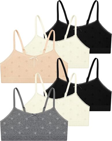 Livona 6 Pack Seamless Girls Bralette - Soft Ribbed & Jacquard Design ، No Padding - الراحة والأناقة دون عناء! in Kuwait