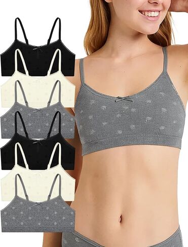 Livona 6 Pack Seamless Girls Bralette - Soft Ribbed & Jacquard Design ، No Padding - الراحة والأناقة دون عناء! in Kuwait