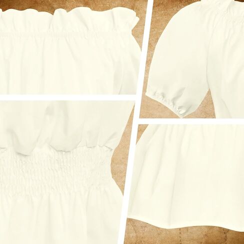 Pirate Costume for Women with Accessories Renaissance Short sleeve Blouse Belt Headscarf Set Cosplay in Kuwait