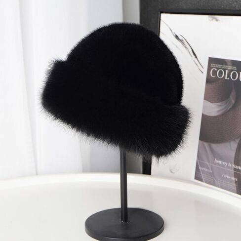 Women's Faux Fur Winter Bucket Hat Fluffy Warm Hat Fuzzy Bucket Hat Winter Wrap Hat in Saudi Arabia