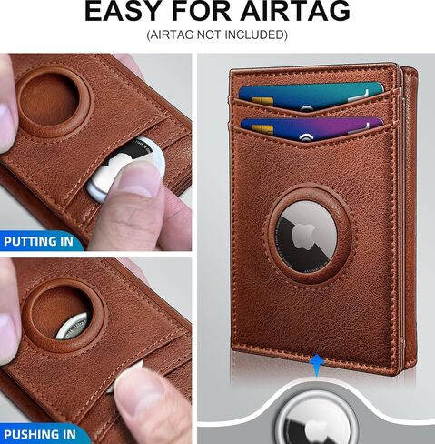 Airtag Wallet for Men,with Cash Pocket 2 ID Window 14-16 Cards Magnetic Closure Slim Trifold Leather Wallet 4.0"x3.1", RFID Blocking Front Pocket Wallet with Gift Box in Saudi Arabia