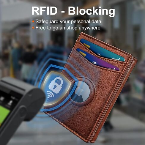 Airtag Wallet for Men,with Cash Pocket 2 ID Window 14-16 Cards Magnetic Closure Slim Trifold Leather Wallet 4.0"x3.1", RFID Blocking Front Pocket Wallet with Gift Box in Saudi Arabia