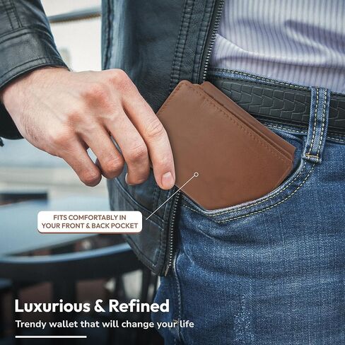 محفظة متميزة للرجال ، محفظة أنيقة من Trifold Trifold مع عرض Easy-View I.D. نافذة ، 2 جيوب نقدية ، و 12 فتحات بطاقة + تخزين إضافي (أسود) in Saudi Arabia