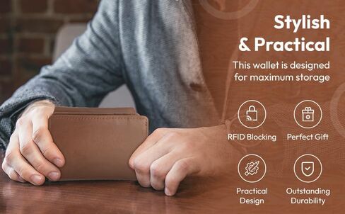 محفظة متميزة للرجال ، محفظة أنيقة من Trifold Trifold مع عرض Easy-View I.D. نافذة ، 2 جيوب نقدية ، و 12 فتحات بطاقة + تخزين إضافي (أسود) in Saudi Arabia