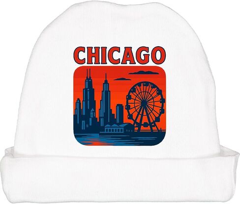 inktastic Chicago City Skyline Silhouette Retro Baby Beanie Hat in Saudi Arabia