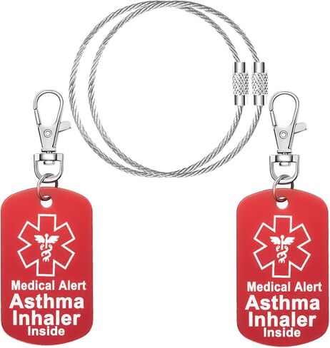 علامة الأمتعة التنبيه الطبي ، المعدات الطبية ، استنشاق الربو ، الطب ، epipen في الداخل ، علامة السحاب الأكياس الطبية in Kuwait