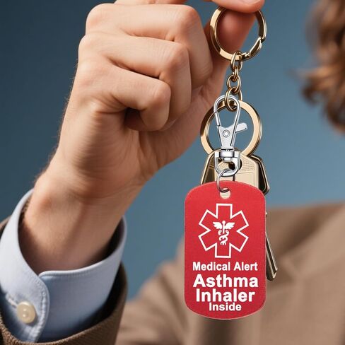 علامة الأمتعة التنبيه الطبي ، المعدات الطبية ، استنشاق الربو ، الطب ، epipen في الداخل ، علامة السحاب الأكياس الطبية in Kuwait