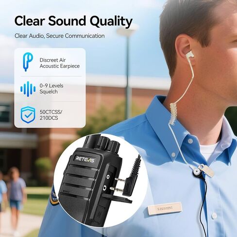Retevis RT21 Walkie Talkies with Earpiece,2 Way Radio Long Range,Rugged Emergency Alarm,Handfree, Portable FRS Two Way Radios for Warehouse Education (10 Pack) in Kuwait