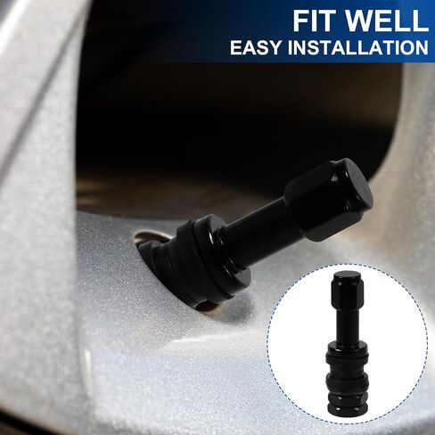 TR33E/VS33 Black Tubeless Metal Clamp-in Valve Stems, 0.453 inch/11.3mm+0.4mm, Length 33mm, Aluminum Alloy, Pack of 5 in Saudi Arabia