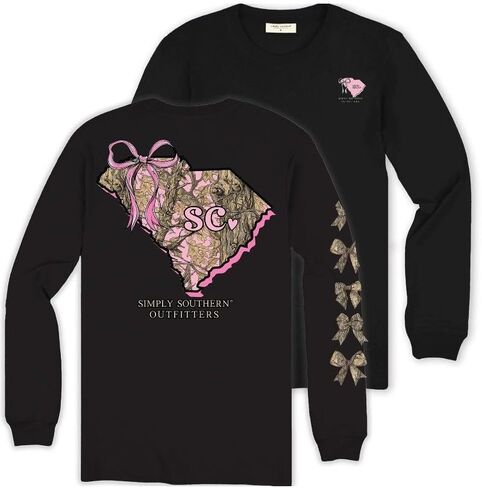 Simply Southern South Carolina Home - Camo - Bow - Youth Long Sleeve in Saudi Arabia