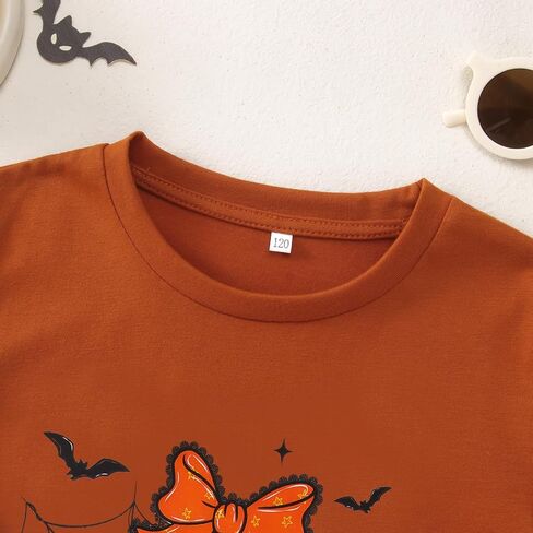 Girls Halloween Shirt Kids Ghost Pumpkin Graphic T-Shirt Cute Spooky Season Tee Funny Bats Print Short Sleeve Tops in Saudi Arabia