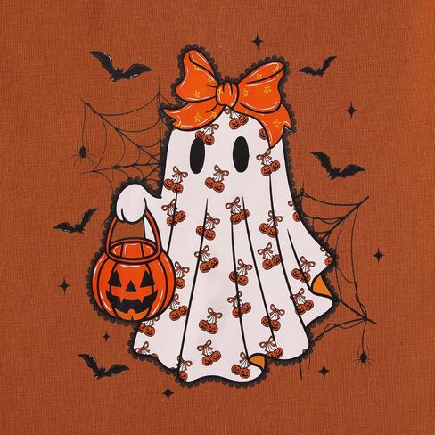Girls Halloween Shirt Kids Ghost Pumpkin Graphic T-Shirt Cute Spooky Season Tee Funny Bats Print Short Sleeve Tops in Saudi Arabia