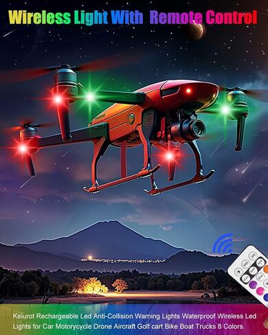 LED اللاسلكي LED Strobe Lights قابلة لإعادة شحنها مع 8 ألوان USB مضادات اللاسلكي مضادة للاصطدام لارتكاب السيارات لسيارة الطائرات الطائرات الجولف جولف عربة القوارب مقاومة للماء ، 8pcs in Kuwait