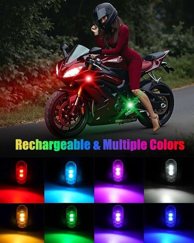 LED اللاسلكي LED Strobe Lights قابلة لإعادة شحنها مع 8 ألوان USB مضادات اللاسلكي مضادة للاصطدام لارتكاب السيارات لسيارة الطائرات الطائرات الجولف جولف عربة القوارب مقاومة للماء ، 8pcs in Kuwait