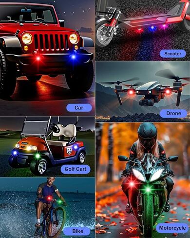LED اللاسلكي LED Strobe Lights قابلة لإعادة شحنها مع 8 ألوان USB مضادات اللاسلكي مضادة للاصطدام لارتكاب السيارات لسيارة الطائرات الطائرات الجولف جولف عربة القوارب مقاومة للماء ، 8pcs in Kuwait
