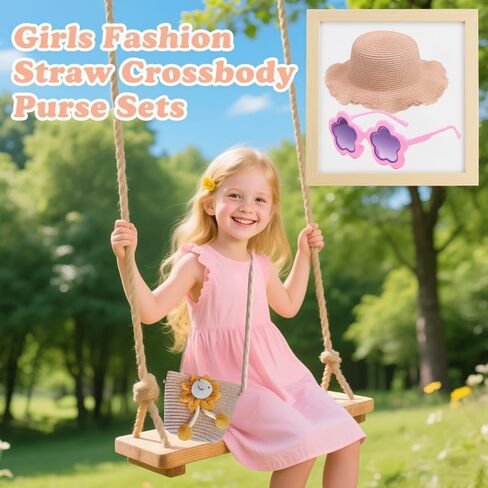 kkdom little Girls Straw Crossbody Purse -Summer Beach Shoulder Bag，Cute Straw Bag in Saudi Arabia
