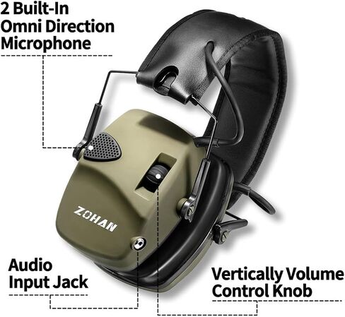 ZOHAN UPGRATED EM054 Electronic Shooting Ear Protection with 4X Sound Amplification, Slim Active Noise Reduction Earmuffs for Gun Range in Saudi Arabia