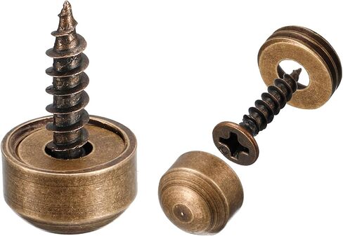 uxcell 4Pcs Decorative Screws with Caps, 9mm Dia Brass Mirror Screws Mirror Fixing Screws Fasteners for Mirrors Tables Furniture, Gold in Saudi Arabia