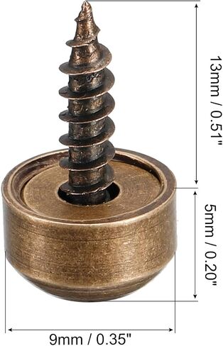 uxcell 4Pcs Decorative Screws with Caps, 9mm Dia Brass Mirror Screws Mirror Fixing Screws Fasteners for Mirrors Tables Furniture, Gold in Saudi Arabia