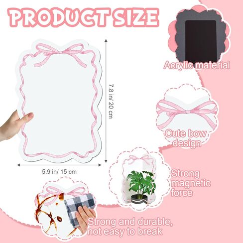 Leinuosen acrylic Magnetic Locker Mirror Pink Bow Pow Mirror مع دعم مغناطيسي لديكور خزانة المدرسة 7.8 × 5.9 '' Bow Coquette Makeup Miprors for Girls Dorm Bathrator Office in Kuwait