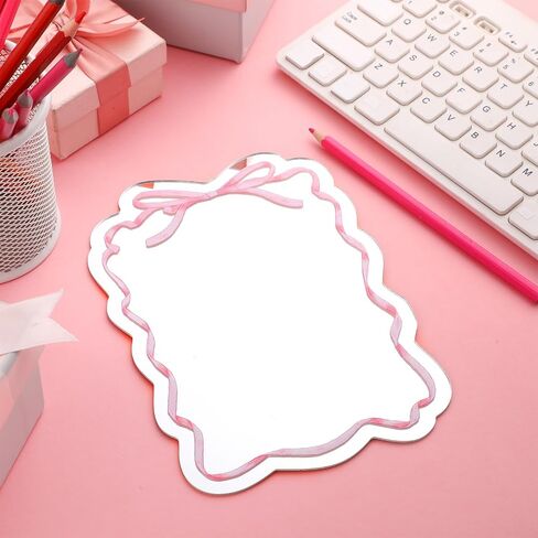 Leinuosen acrylic Magnetic Locker Mirror Pink Bow Pow Mirror مع دعم مغناطيسي لديكور خزانة المدرسة 7.8 × 5.9 '' Bow Coquette Makeup Miprors for Girls Dorm Bathrator Office in Kuwait