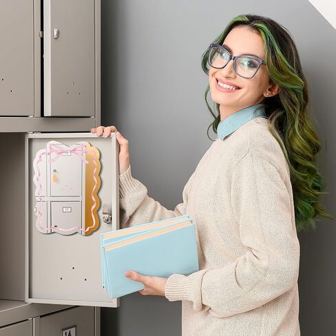 Leinuosen acrylic Magnetic Locker Mirror Pink Bow Pow Mirror مع دعم مغناطيسي لديكور خزانة المدرسة 7.8 × 5.9 '' Bow Coquette Makeup Miprors for Girls Dorm Bathrator Office in Kuwait
