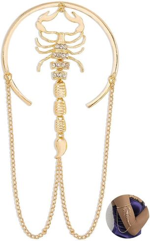 Gothic Scorpion Arm Bracelet Punk Rhinestone Chain Armlet Hip Hop Chain Bracelet Jewelry for Women Teens and Girls (Silver) in Kuwait